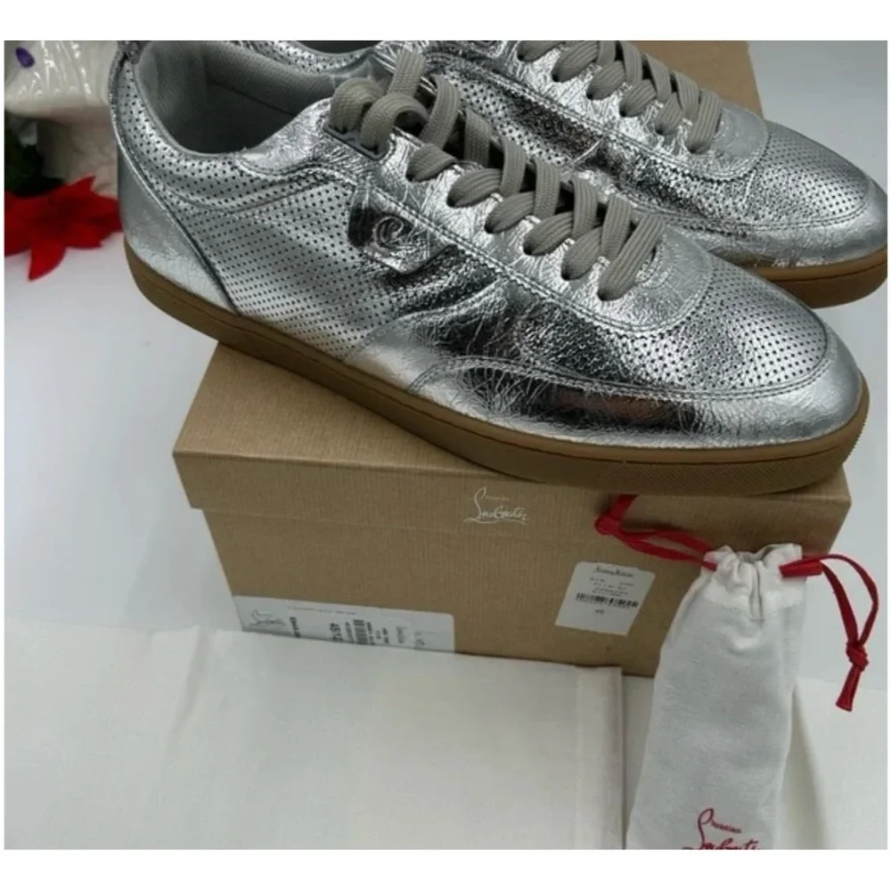 Christian Louboutin tutti rui low top metallic leather sneakers size 43